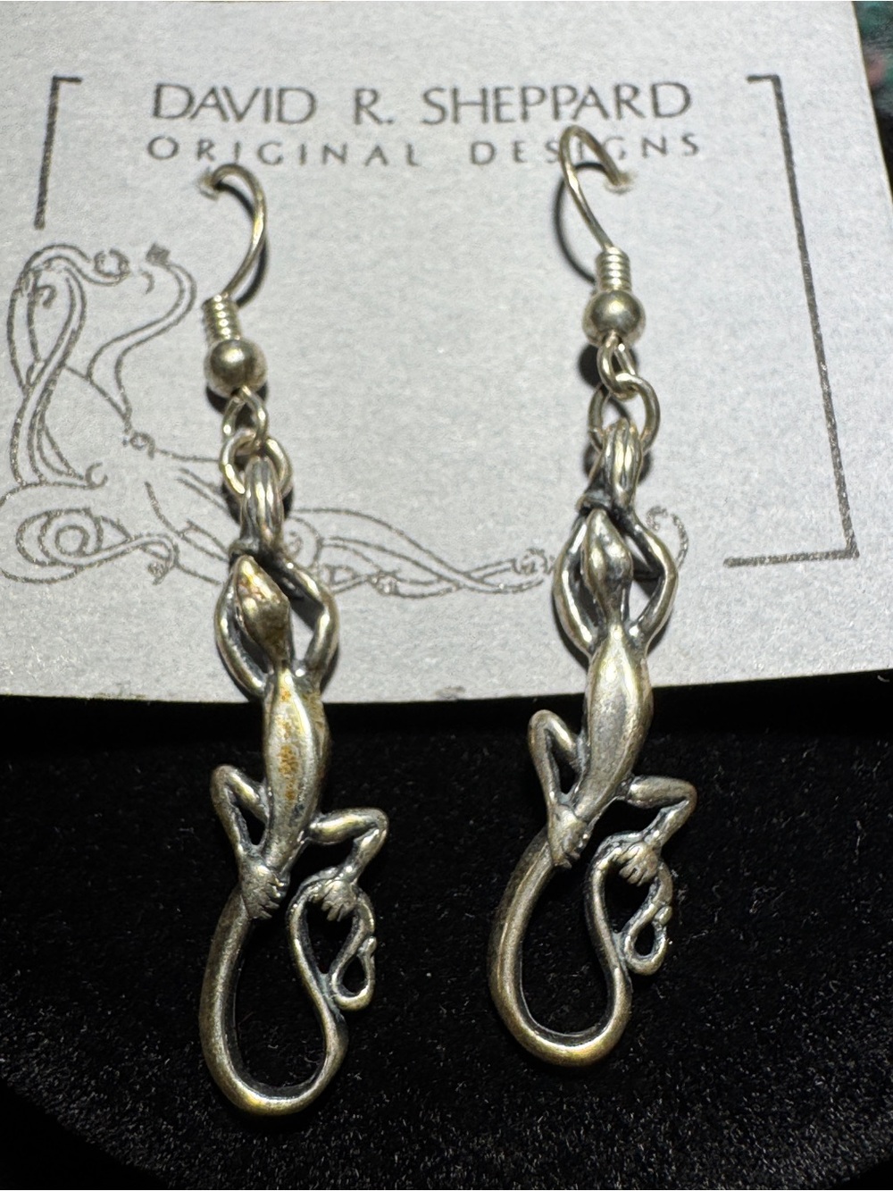 NWT David R. Sheppard Sterling Silver Lizard Earrings